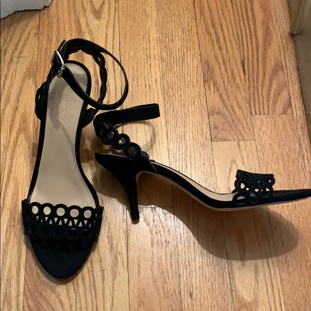 Loeffler Randall Black Suede Kitten Heel Sandals